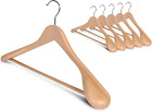 Extra Wide Shoulder Wooden Hangers, 6 Pack Heavy Duty Suit Hangers for Closet, N