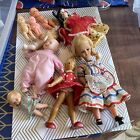 Vintage Plastic & Wooden Doll Lot. Various Vintage Condition.