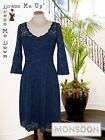 Monsoon Navy Elegant Lace Prom Dress Special Occasion Wedding Size 8 PERFECT