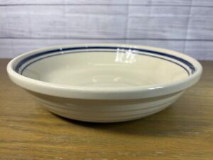 Roseville Ohio FRIENDSHIP Pottery Bowl Ivory/Blue Stripe Pasta Serving Large 13