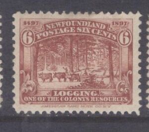 NEWFOUNDLAND 66 1897 6c LOGGING JOHN CABOT 400TH DISCOVERY ISSUE VF MPH