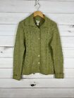 Vintage LL Bean Cardigan Sweater Womens Small Green Wool Cotton Blend Stretch