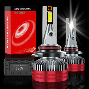9012 Led Headlight Bulbs 120W 40000Lumens  Super Bright 6700K High/Low Beam x2