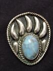 Old Pawn Type Sterling Bear Claw Turquoise Bolo tie Native American