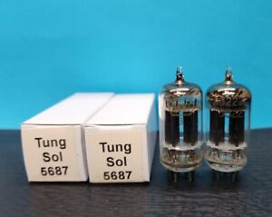2-Tung-Sol 5687 Vacuum Tubes Amplitrex Tested Black Plates D Getter