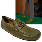 GUCCI SHOES MENS LOAFERS MOCCASINS G LOGO GREEN LEATHER $935 sz 9G 9.5