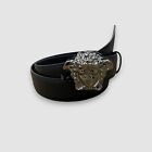 $477 Versace Men's Black La Medusa Buckle Adjustable Leather Belt Size 38in 95cm