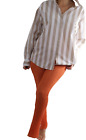 LAFAYETTE 148 Cotton White Beige Striped Button Down Shirt Top Size XL