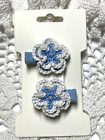 1 Pair Blue Flower Hair Clips for Baby  Infant Toddler Very Cute - Gifts/Resell