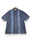 Gap Factory Store Vintage Hawaiian Shirt Mens L Gray Blue Floral Faded