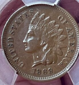 1869 Indian Head Cent Penny Graded by PCGS VF25 Key Coin