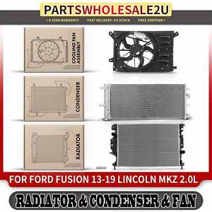 Radiator & A/C Condenser & Cooling Fan Assembly for Ford Fusion Lincoln MKZ 2.0L