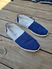 Toms Shoes Womens 7 Blue White Canvas Flat Comfort Preppy Slip on