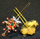 Vintage Japanese Kanzashi set of 2 Metal Kimono hairpin Hair Ornament #1013-1