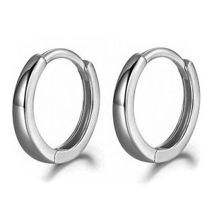 Elegant Men Women Solid 925 Sterling Silver Small Huggie Hoop Earrings