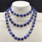 Natural Blue Lapis Lazuli 12mm Flat Square Gemstone Beads Necklace 14-100 inches