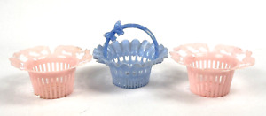 Vintage Plastic Candy Nut Cups Baskets Party Favors Animals Bow Pink Blue Lot 3