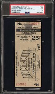 1975 ELTON JOHN DODGERS STADIUM CONCERT FULL TICKET OPENING NITE 10/25/75 PSA 5