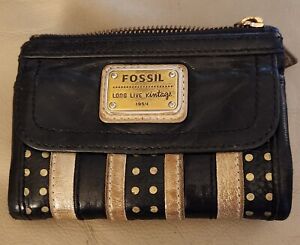 Vtg Fossil Long Live Vintage 1954 Lamb Hide Leather  Women's Trifold Wallet