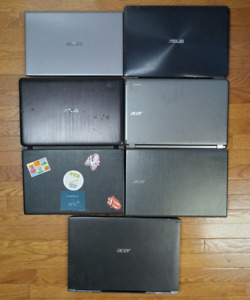 Lot of 7 BROKEN Acer / ASUS Laptops - For Parts / As-Is / Repair - Read Desc!