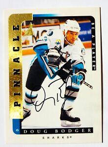 1996-97 DOUG BODGER San Jose Sharks Pinnacle autograph card. NM-M