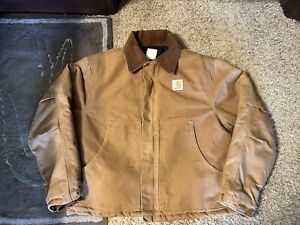 VINTAGE CARHARTT ARCTIC QUILT LINED DUCK CANVAS BROWN JACKET 25 X 24.75 S/M
