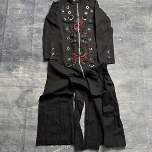 Y2K TRIPP NYC Grunge Black Trench Coat Jacket Punk Gothic Rave Daang Mens Small