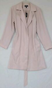 Express Women’s Sateen Pale Pink/Blush Belted Lined Trench Coat Sz L (AM)