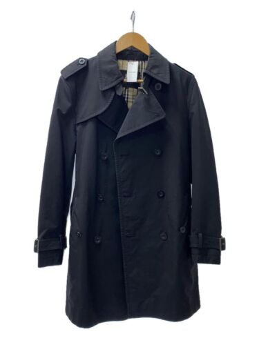 BURBERRY BLACK LABEL Trench Coat Black Nova Check Polyester Men Size L Used