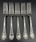 5 Pc Tiffany Old French Silver Plate Dinner Forks No Monograms 7 3/4”