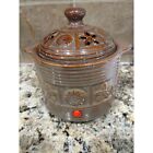 Yankee Candle Electric Brown Flower Ceramic Lid Crockpot Scented Wax Warmer