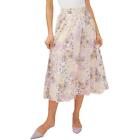 1.State Womens White Floral Print Ruffled Lined Midi Skirt XXL BHFO 2665