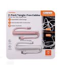 Braided Apple Lightning Coiled Helix Cable 2 Pack Ventev Pink And White