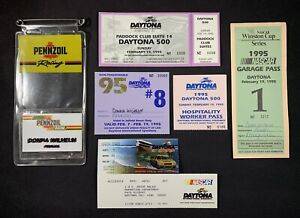 Vintage 1995 Daytona 500 Tickets Worker Garage Pass w/ Pennzoil Racing Pouch