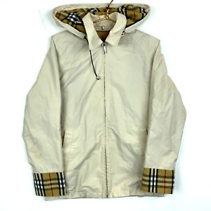 Vintage Burberry Jacket Small Beige Full Zip Light Windbreaker Nova Check