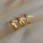 2/4/6mm Man Woman 18k Gold Plated Thin Plain Solid Band Ring Wedding Friendship