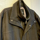 LONDON FOG Mens Wool Jacket Black Winter Zip/Snap Front Coat