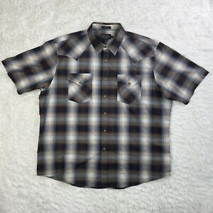 Pendleton Frontier Shirt Mens Brown/Black Plaid Button Up Western Size XXL