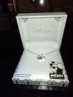 NIB Disney Silver Plated Mickey Mouse Necklace With Pink Swarovski Crystal