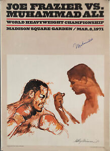 Original 1971 Muhammad Ali v Joe Frazier Signed LeRoy Neiman Boxing Fight Poster