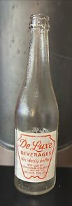 Vintage DE LUXE Beverages 13oz ACL Soda Bottle  Standard Longview WA.
