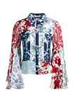 NWT ALICE + OLIVIA Willa Floral Bell-Sleeve Blouse size M #T2397