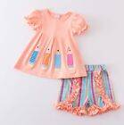 NEW Back to School Pencil Girls Boutique Tunic & Shorts Outfit Set