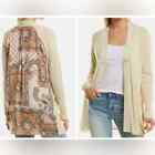 NWOT $325 JOHNNY WAS Elodie Scarf Back Silk Cashmere Cream Cardigan Sweater S M