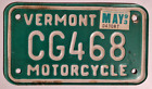 New ListingVermont Expired Motorcycle License Plate  #CG468  ---- NO RESERVE AUCTION ---
