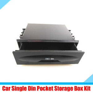 Black Car Dashboard Trim Single Din CD Player Pocket Kit Storage Box Organizer