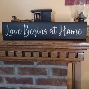 Love Begins at Home Farmhouse Rustic Primitive Sign Country Home Décor