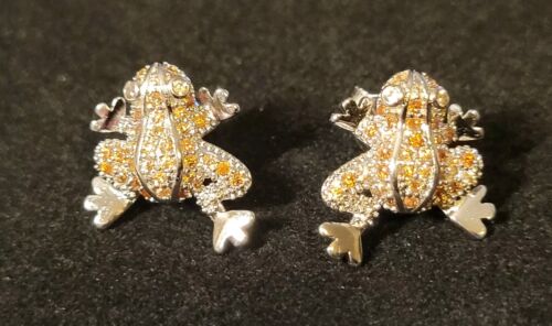 Frog Sapphire 925 Sterling Silver Post Earrings Jewelry 1490