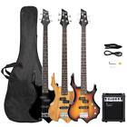 Glarry 4 Strings Flame Bass Guitar Kit with 20w Amp Rosewood Wood Black  Sunset