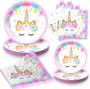 Unicorn Birthday Decorations for Girls, Party Supplies Set, Unicorn Plates and N